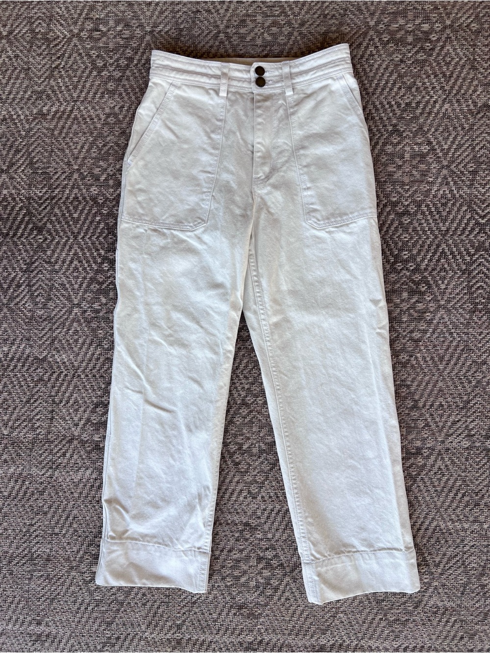 Apiece Apart Cream Cotton Wide Leg Utility Pants Size 2 Made in USA